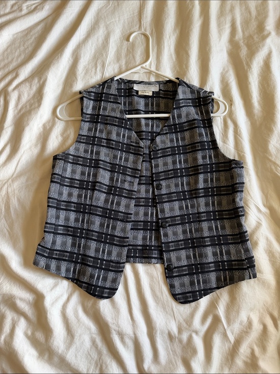 Petite Sophisticate Tops - Vintage Black and Grey Vest Tank Top